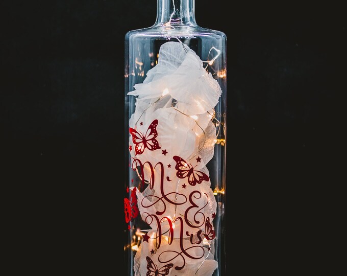 Sirilight Mr & Mrs (335) 31cm hoch | Hochzeit | Leuchtflasche | Deko | Handmade | Geschenk