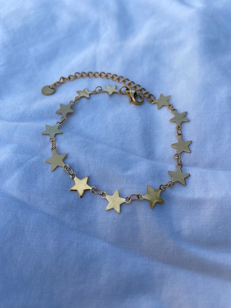 adjustable stainless steel bracelet with stars image 7