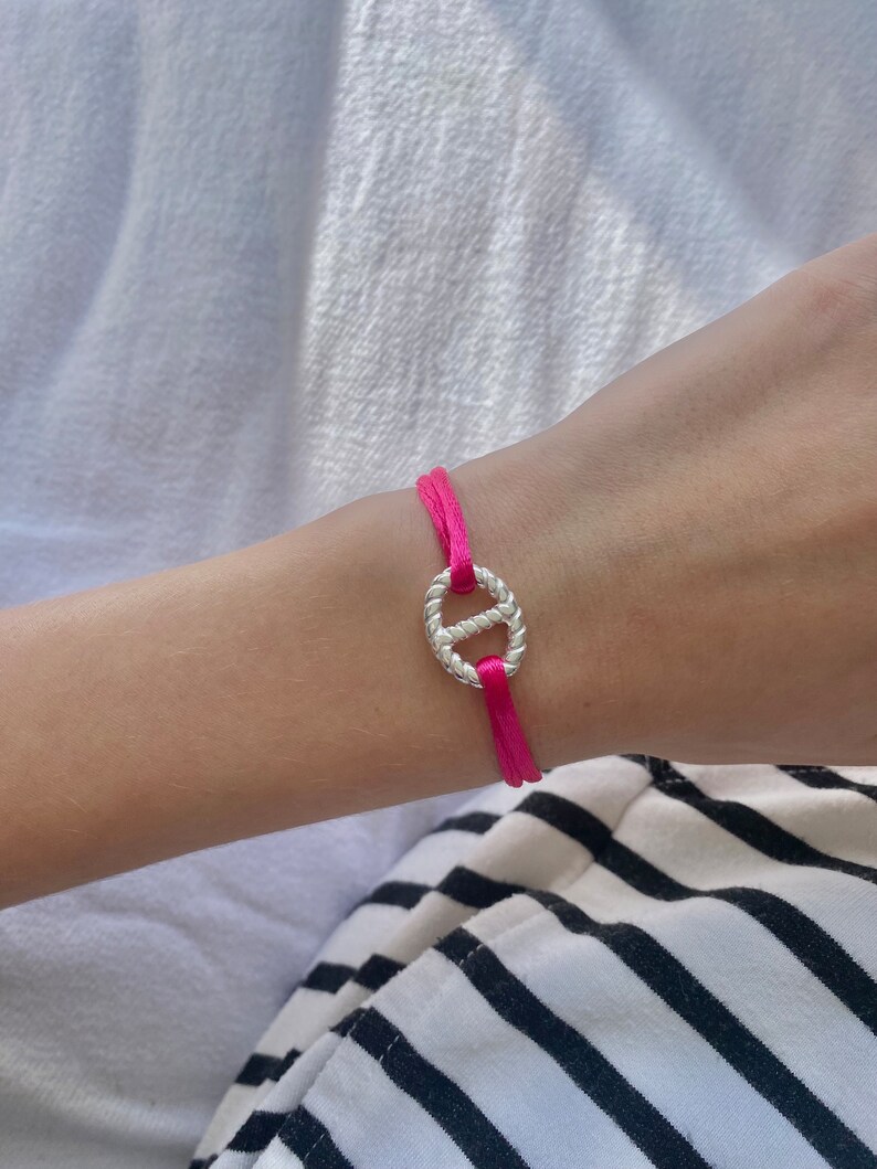 customizable adjustable satin cord bracelet rose