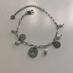 bracelet en acier inoxydable ajustable avec breloques 画像 6