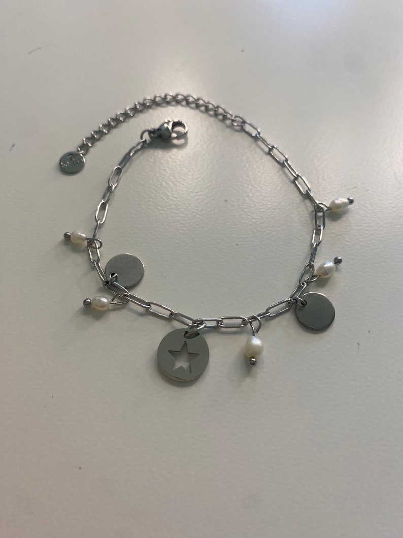 bracelet en acier inoxydable ajustable avec breloques 画像 6