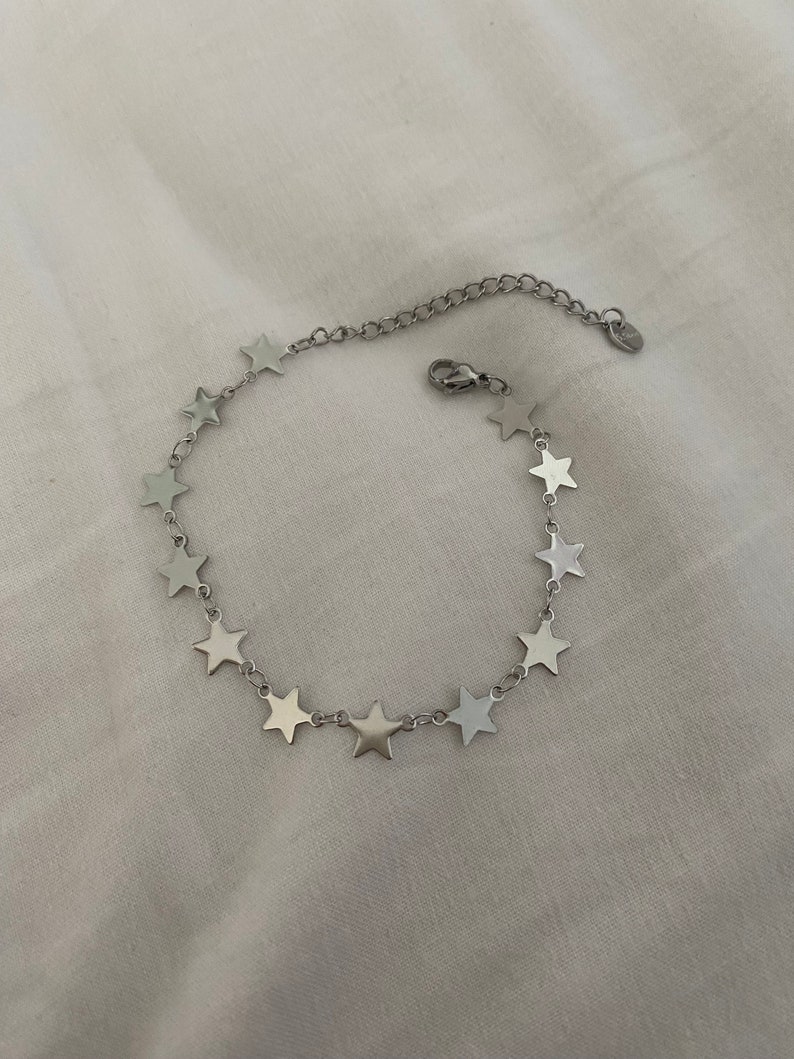 adjustable stainless steel bracelet with stars image 8