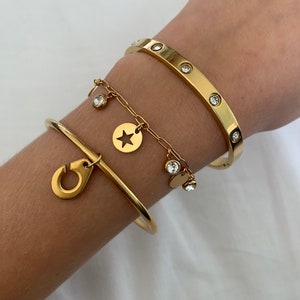 golden stainless steel bangle with charm menotte