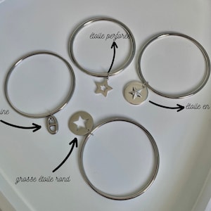 Bracelet Jonc Rigide Marine Avec Breloque Ancre - Argenté Acier Inoxydable NEUF étiqueté