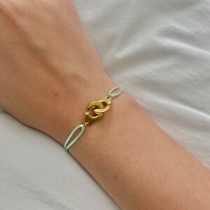 customizable adjustable satin cord bracelet vert pastel