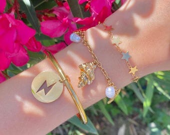 adjustable stainless steel bracelet with stars