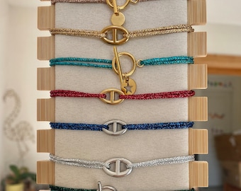 verstellbares Kordelarmband mit Pailletten