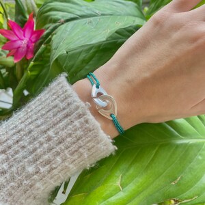 bracelet cordon pailleté bleu vert