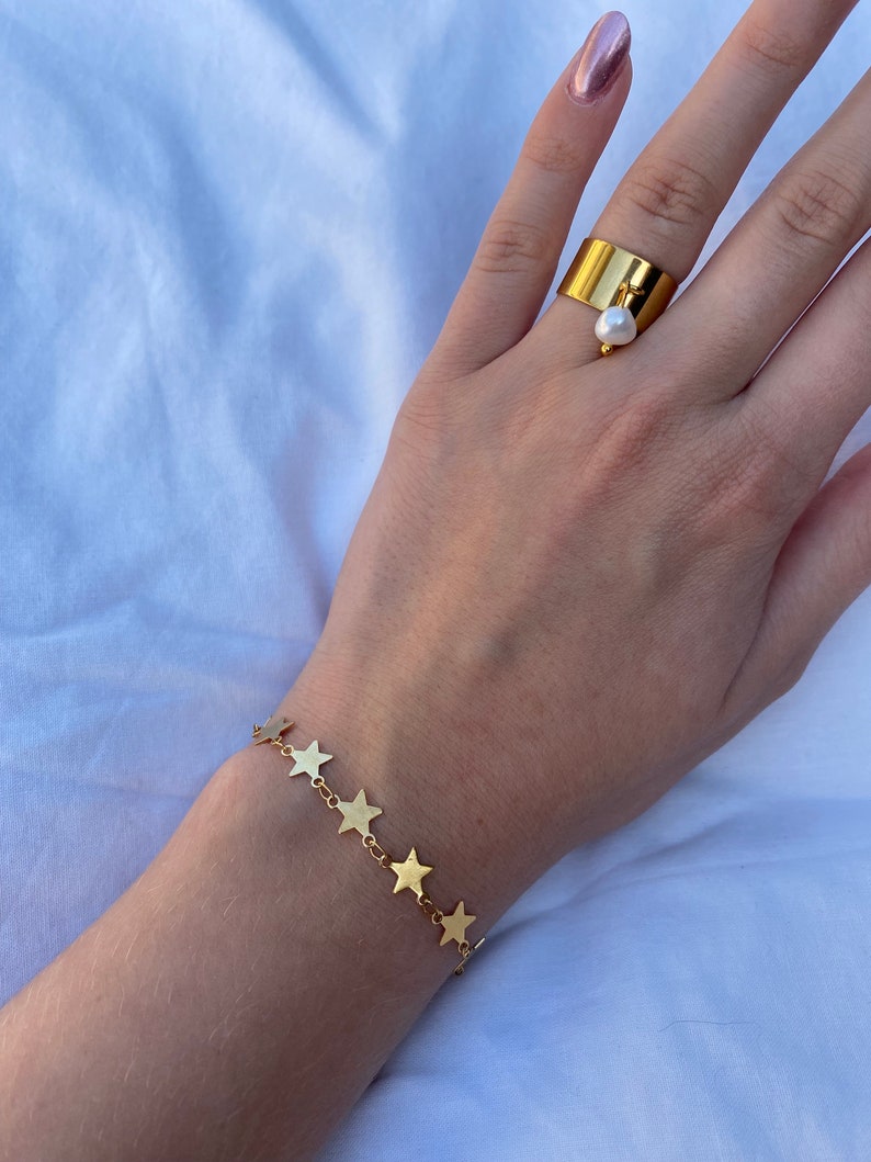 adjustable stainless steel bracelet with stars image 5