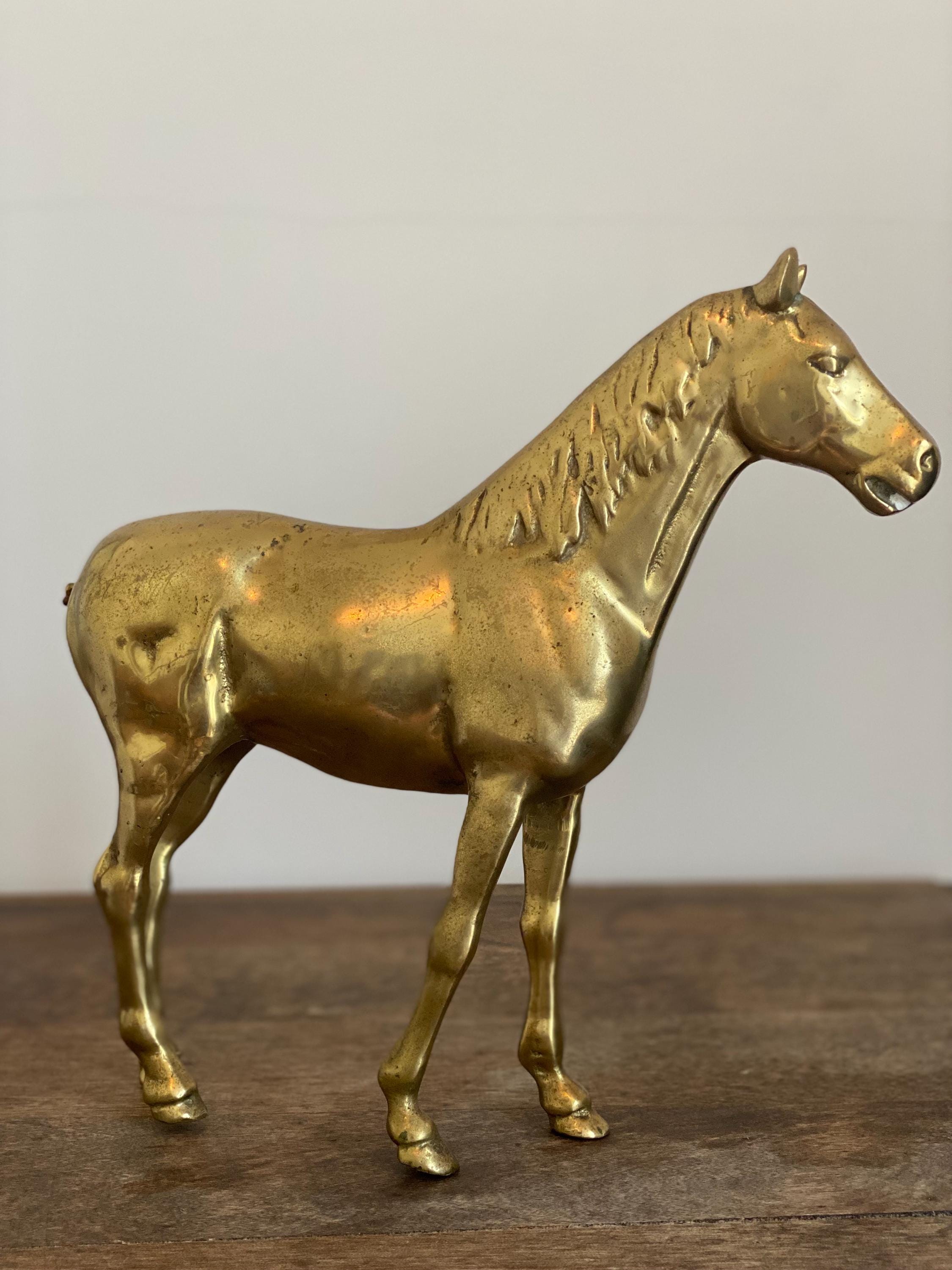 Solid Brass Horse Statue, 11.5" tall, vintage, Brass, Eclectic Decor, Home Decor, Brass Figure, Horse Decor, Statement piece