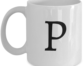 Letter P Monogram Mug, Initial Coffee Cup