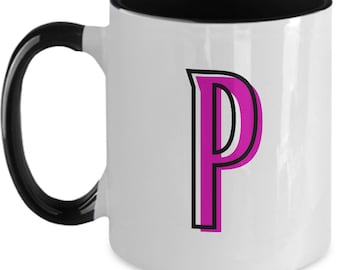 Letter P Ceramic Coffee Mug - Monogram Initial Cup