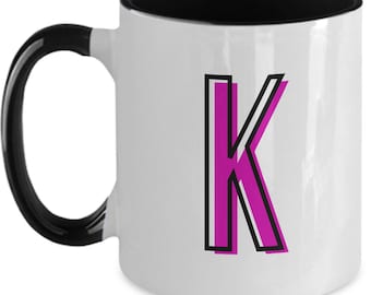 Bokstaven K Kaffemugg - Keramikmugg med initialer och monogram