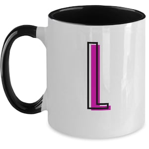 Letter l coffee mug initial coffee cup with letter l monogram aesthetic