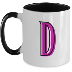 Taza de café con letra D taza de café inicial con estética de monograma de letra D