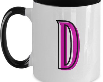 Letter D Coffee Mug, Monogram Initial Cup