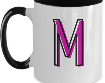 Letter M Coffee Mug, Initial Monogrammed Cup