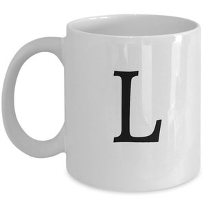 Letter L coffee mug initial coffee cup with letter L monogram