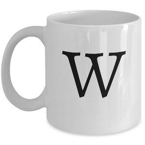 Caneca de café com letra W Xícara de café inicial com monograma da letra W