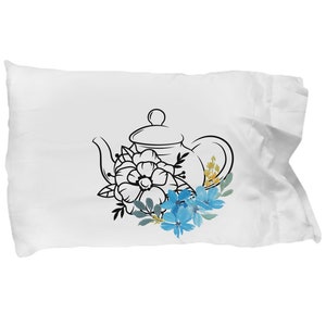 Teapot collection pillow cover from coni blau blue petals image 2