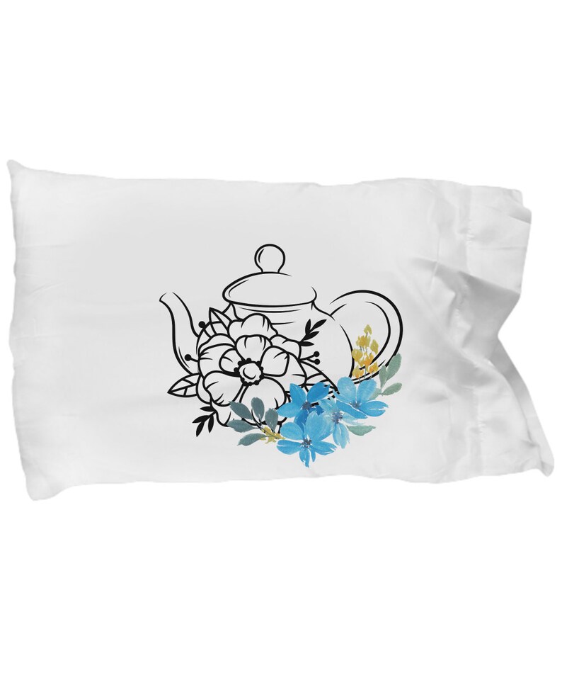 Teapot collection pillow cover from coni blau blue petals image 2
