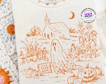 Fall Leopard Ghost Png, Pumpkin Patch Ghosts Design, Farmhouse Halloween Png, Fall Shirt Png, Handdrawn sketch art, sublimation