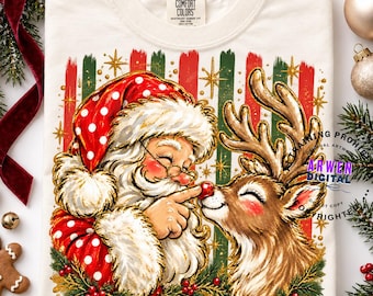 Babbo Natale Boop PNG, Natale PNG, Babbo Natale Boop con renna PNG, Natale retrò PNG, Babbo Natale divertente, Natale alla moda, file digitale