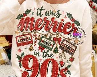 It Was Merrier In The 90's PNG, Retro Charm Christmas VHS Cassette Graphic, Vintage Holiday Sublimation Digital Download