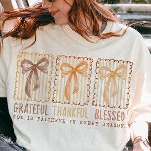 Grateful Thankful Blessed Png, Coquette Fall Season Png, Faith Based Autumn Sublimation, Christian Fall Bow Png, Religious Fall Png