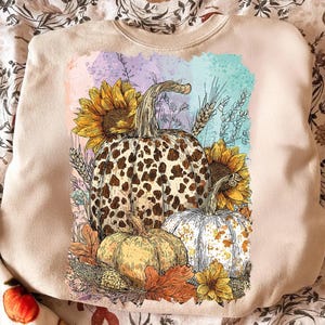 Fleurs d&#39;automne citrouilles Png, Sublimation de chemise d&#39;automne florale bohème, ambiance girly d&#39;automne Png, coup de pinceau automne preppy Png, saison citrouille rose Png
