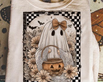 Retro Halloween Floral Fall Ghost Lace png, Halloween png, Floral fall png, Autumn png, Spooky png, Floral Halloween png, Spooky vibes