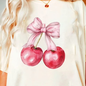Cherry coquette bow png soft girl era aesthetic png Trendy Cherry png coquette shirt design retro mama png cherry bow png sublimation design