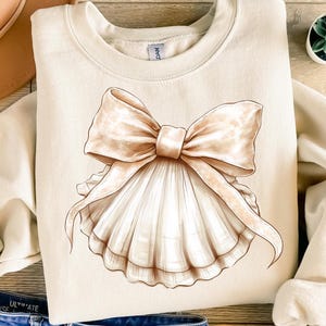 Beige Seashell Bow PNG Beach PNG Summer PNG Coastal Girly Ocean Print Sublimation Graphic Clipart, summer girly bow png, popular now summer