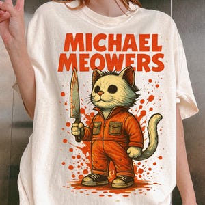 Michael Meowers Funny Horror Cat PNG – Scary Halloween Slasher Kitty Clipart – Digital Download for Halloween Shirt, Mug, Sublimation Design