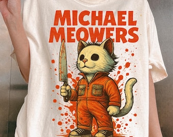 Michael Meowers Funny Horror Cat PNG – Scary Halloween Slasher Kitty Clipart – Digital Download for Halloween Shirt, Mug, Sublimation Design