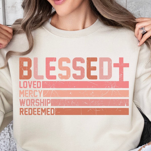 Retro Blessed Redeemed Quotes SVG Png, Elegant Boho Christian Quote Png, Religious Sleeve Shirt Design svg Png, Faith PNG Inspirational Png