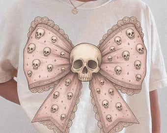 Coquette Halloween Bow PNG, Pink Skull  Bow Clipart, Gothic Lace Bow Sublimation, Spooky Cute Halloween Aesthetic, Creepy Kawaii Digital