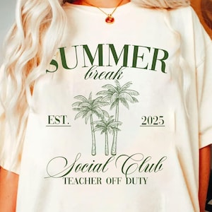 Clube Social de Férias de Verão PNG, Último Dia de Aula do Professor, Camiseta de Professor Fora de Serviço, Presente de Fim de Ano, Camiseta de Professor para Férias na Praia da Moda