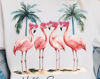 Flamingo Summer Png Sublimation Design Summer Png Beach Png Vacation Png Tropical Flowers Png T-Shirt Design Instant Download Png Summer DTF