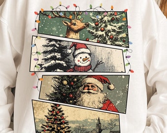 PNG de Navidad retro, PNG de camiseta navideña, PNG de Navidad vintage, PNG de Papá Noel, PNG de sublimación navideña, PNG de Feliz Navidad, diseño de camiseta