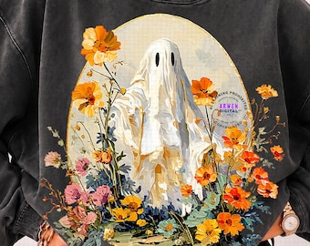 Wildflowers Ghost PNG | Spooky Season PNG | Ghost Lover Design | Spooky Floral Ghost | Botanical Ghost | Preppy Fall PNG | Halloween Ghost