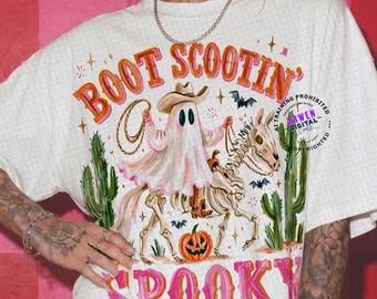 Boot Scoot Spooky png, Western Ghost png, Howdy Halloween Design, Cowboy Ghost png Western Halloween Sublimation, Cowgirl Halloween