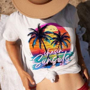 Chasing Sunsets png, Beach png, Retro Summer png, Retro png, Summer png, Trendy png, Sublimation Designs, Summer T Shirt Png Design