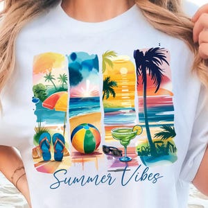 Summer Vibes png-ontwerp, trendy zomertijd png-bestanden, strandscène sublimatie png, shirt png, populaire penseelstreek digitale png downloaden