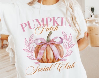 Pumpkin Patch Shirt PNG, Meet Me at the Pumpkin Patch Social Club PNG, Trendy Fall Png, Pumpkin Season PNG, Pumpkin Coquette Pumpkin Shirt