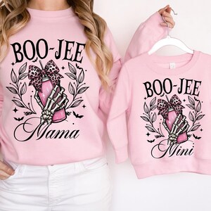 Halloween Boo Jee Mama Mini Png, Bougie Png, Halloween Skeleton, Halloween Coquette Bow Leopard Print Png, Halloween Mom Png Mini Design