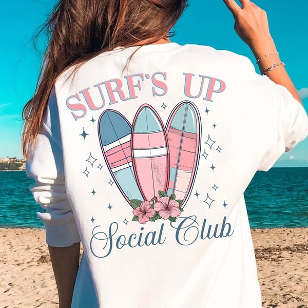 Surf's Up Social Club png, surfing png, beach png, ocean png, summer png,social babes girl club bachelorette party shirt design sublimation