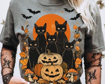Black Cat Pumpkin Png, Ghots Cat Png, Retro halloween Png, Gothic Png, Black Cat Png, Fall Png, Halloween Cat Mama Shirt, Autumn Png
