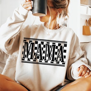 Retro Checkered Mama svg PNG, White and Black distressed Mom Design, Trendy Mom Life Digital, Cool Mom, Mama Shirt Design, Checkerboard Mama