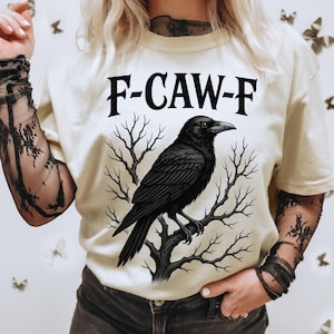 F-caw-F Png, Funny Raven Design, Gothic Crow Art, Halloween Humor Png, Nature Lovers Digital Download, Raven PNG, Black Bird Crow Png